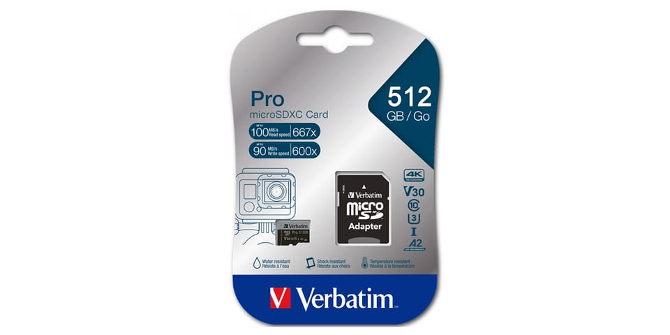 Verbatim Karta microSD 512GB + adapter Pro U3 czarny/black 47046