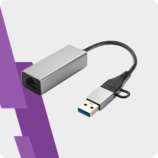 Adapter USB-C USB 3.2 na gniazdo LAN RJ45 Spacetronik - kompaktowy design