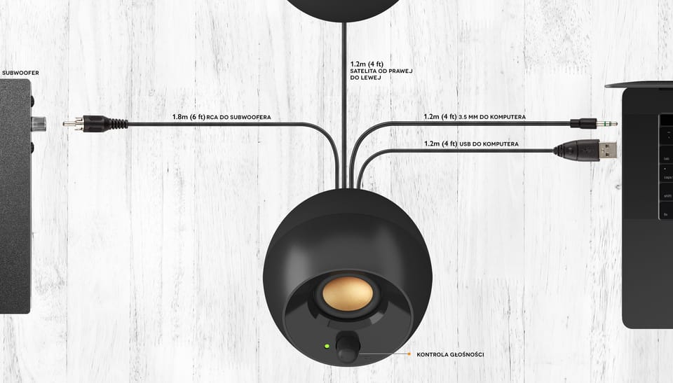 Creative Głośniki stacjonarne 2.1 Pebble Plus z subwooferem czarny/black