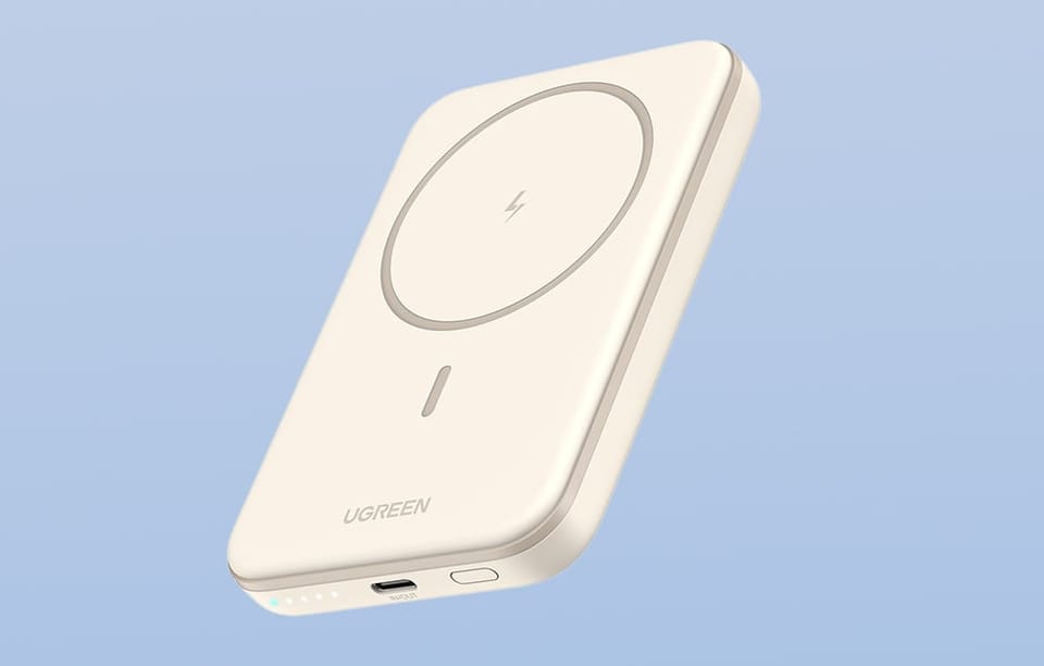 Powerbank magnetyczny 5000mAh Ugreen PB560, USB-C, 15W (beżowy)