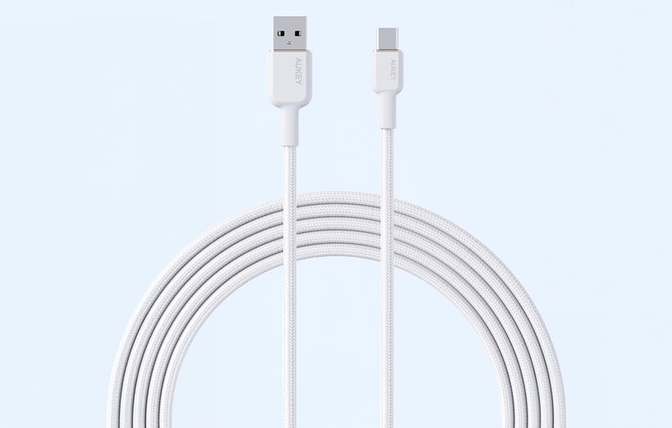 Kabel USB-A do USB-C Aukey CB-NAC2, 60W, 1.8m (biały)