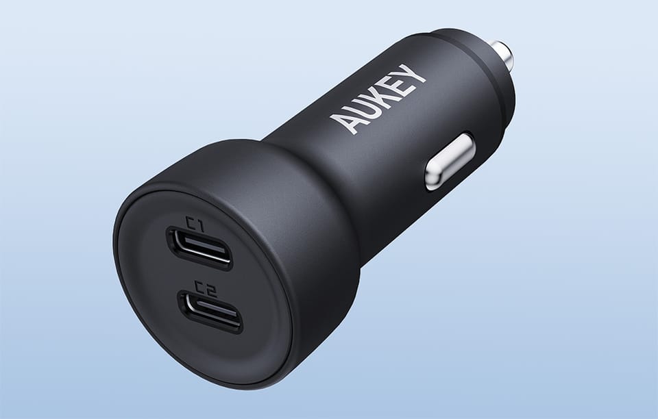 Ładowarka samochodowa Aukey CC-Y23, 2xUSB-C, 65W (czarna)