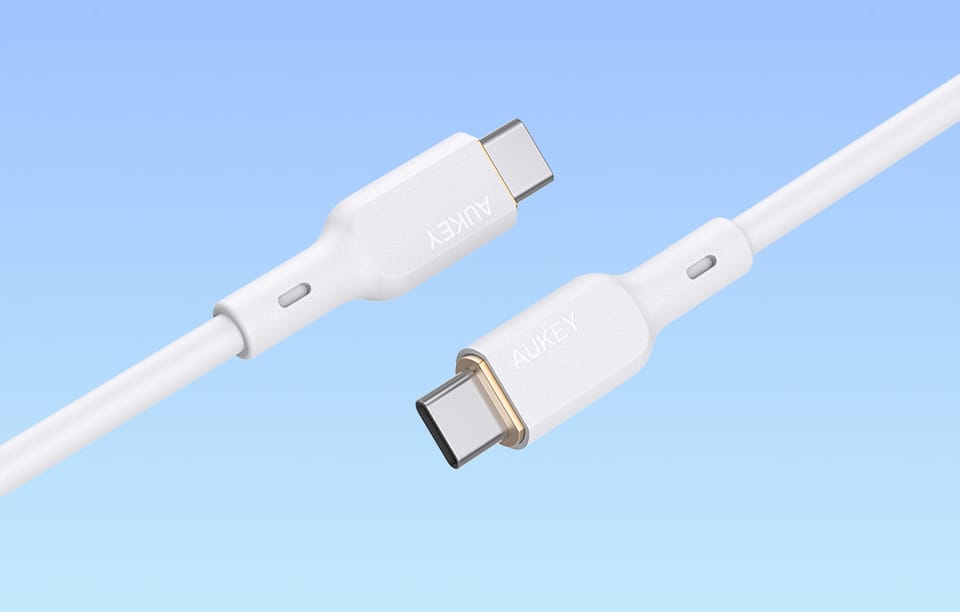 Kabel USB-C do USB-C Aukey CB-SCC102, 100W, 1.8m (biały)