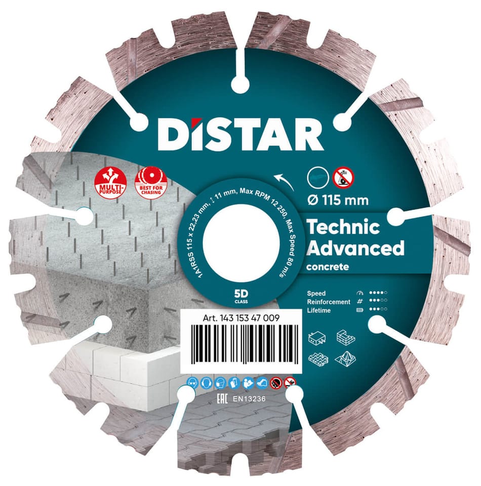 Diamentowa tarcza tnąca 1A1RSS 115 Distar Technic Advanced