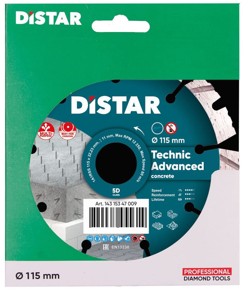 Diamentowa tarcza tnąca 1A1RSS 115 Distar Technic Advanced