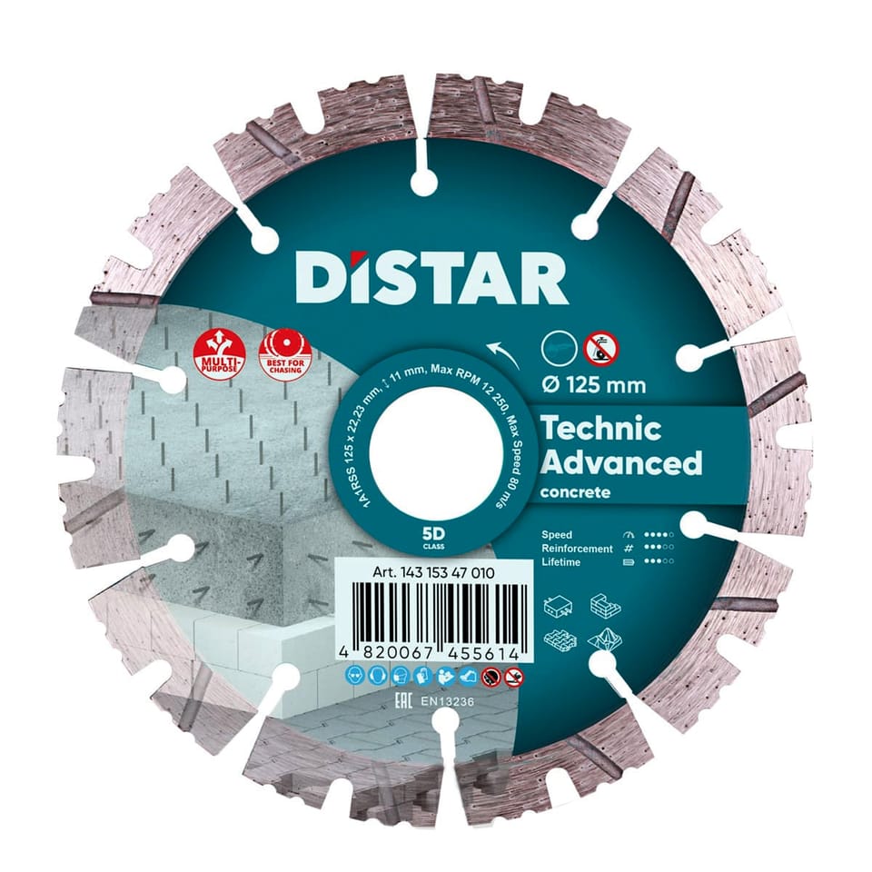 Kopia: Diamentowa tarcza tnąca 1A1RSS 125 Distar Technic Advanced