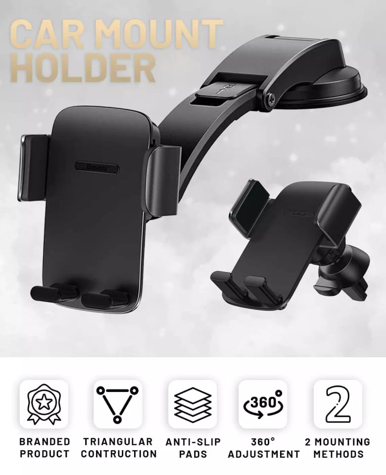 Uchwyt samochodowy do auta Baseus Easy Control Pro na kokpit kratkę Szary