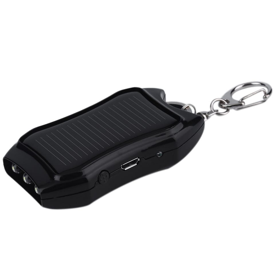 Powerbank Solarny Power Bank z latarką 1200mAh Brelok do kluczy plecaka Czarny