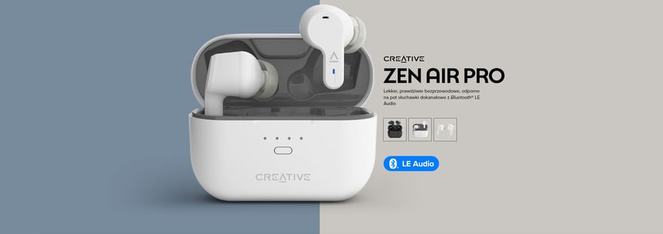 Creative Słuchawki bezprzewodowe Zen Air Pro biały/white Bluetooth 5.3 ANC