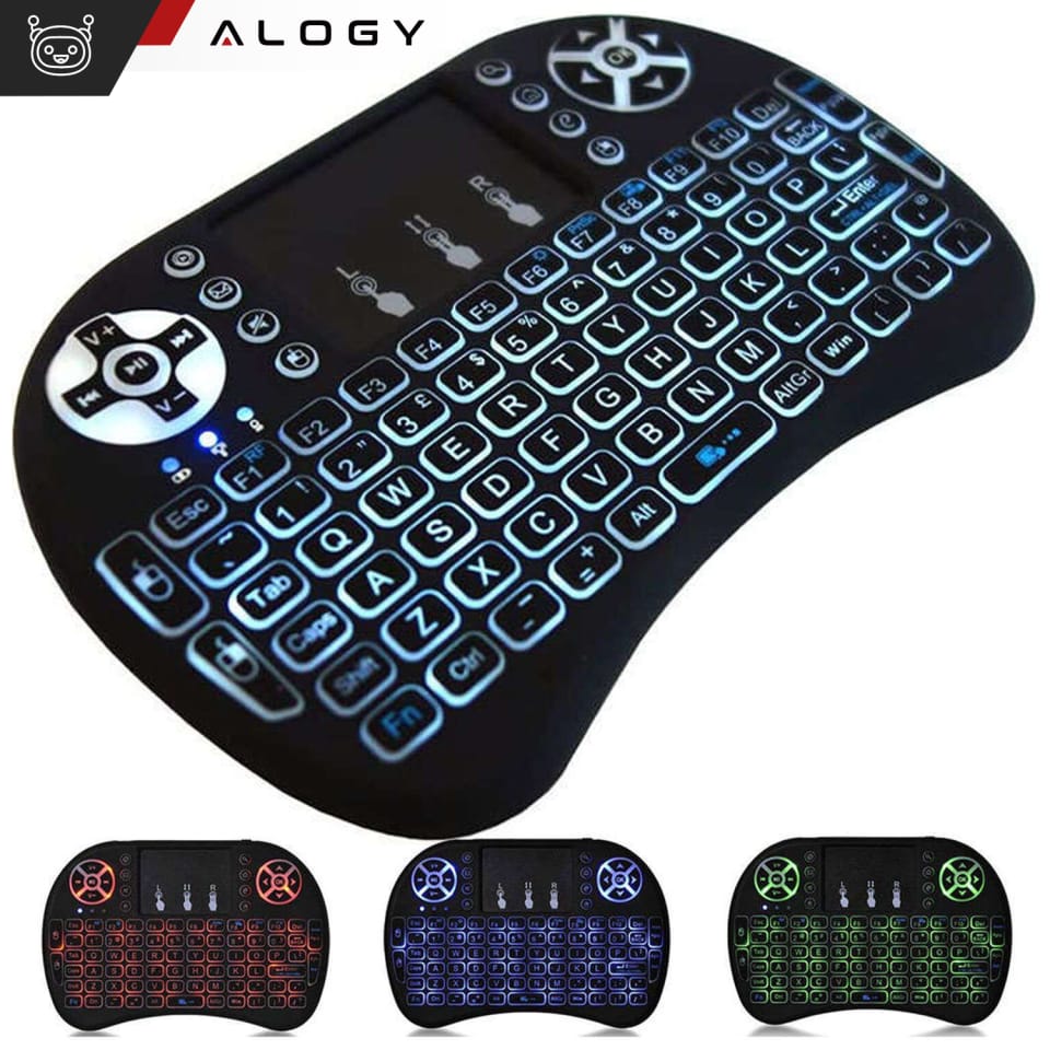 Bezprzewodowa mini Klawiatura Alogy podświetlana 3 kolory touchpad