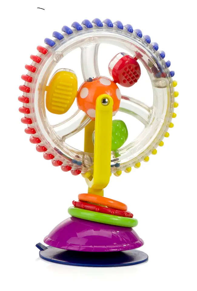 Ferris wheel rattle reel for suction cup