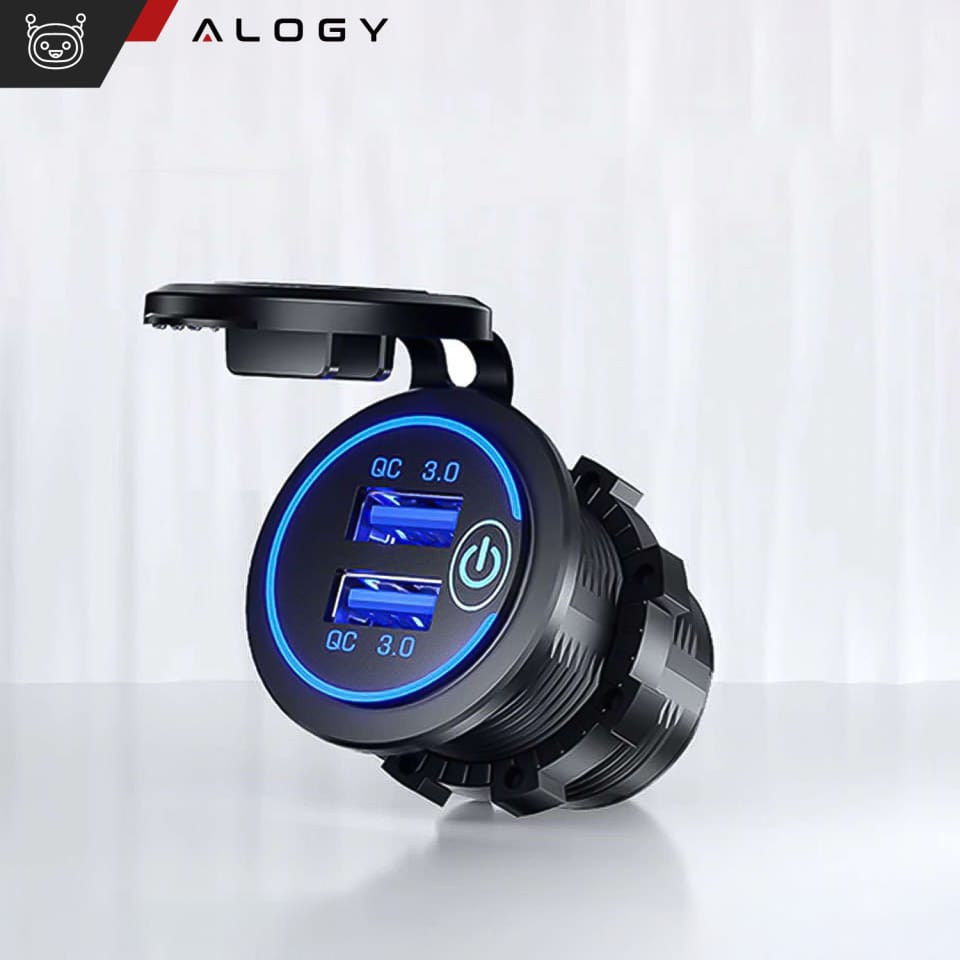 Ładowarka samochodowa / do motocykla zasilacz konektory Alogy 2x USB QC 3.0 LED