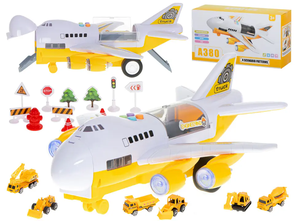 Aircraft transporter + 6 cars construction vehicles side/front