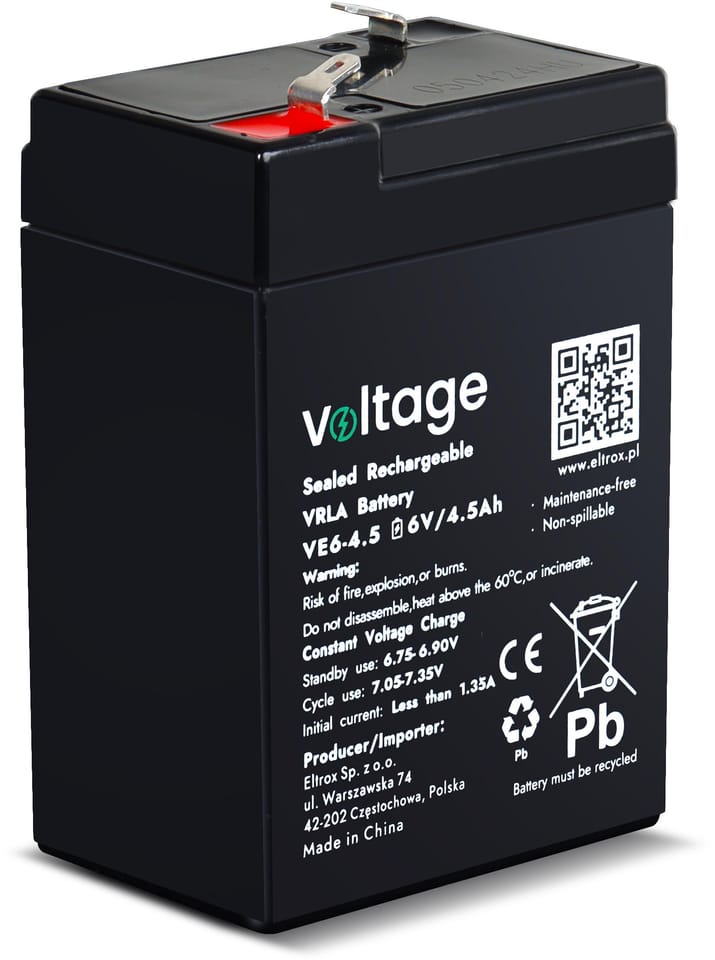 Akumulator AGM Voltage 6V 4,5Ah VE6-4.5 (Żywotność 6-9 lat)