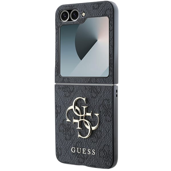 Guess GUHCZF64GMGGR Z Flip6 F741 czarny/black Leather 4G Metal Logo