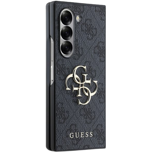 Guess GUHCZFD64GMGGR Z Fold6 F956 czarny/black Leather 4G Metal Logo