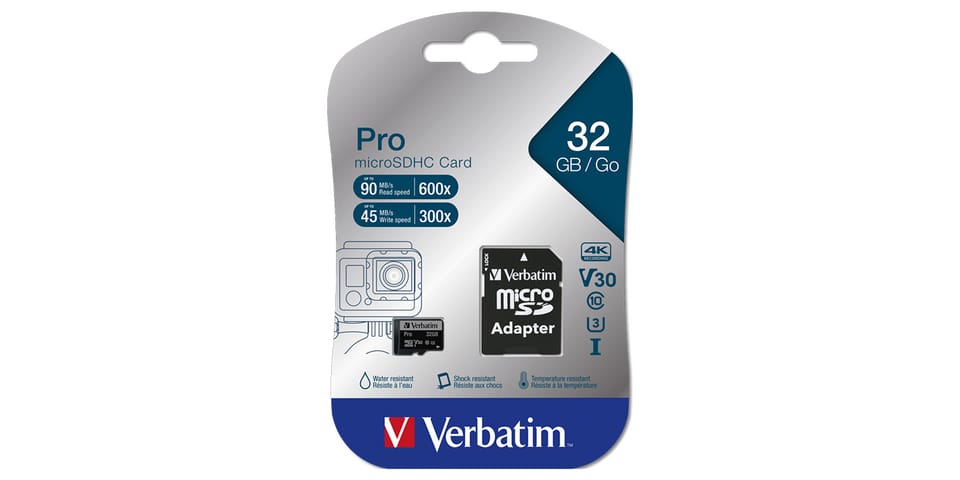 Verbatim Karta pamięci Micro Secure Digital Card Pro U3, 32GB, micro SDHC, 47041, UHS-I U3 (Class 10), V30, z adapterm