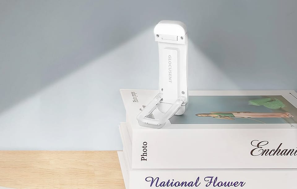 Lampka zakładka do książki Glocusent Bookmark USB bezprzewodowa 500mAh Biała
