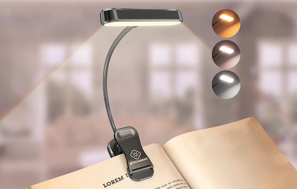 Lampka bezprzewodowa Glocusent z klipsem, USB-C 650mAh timer Czarna
