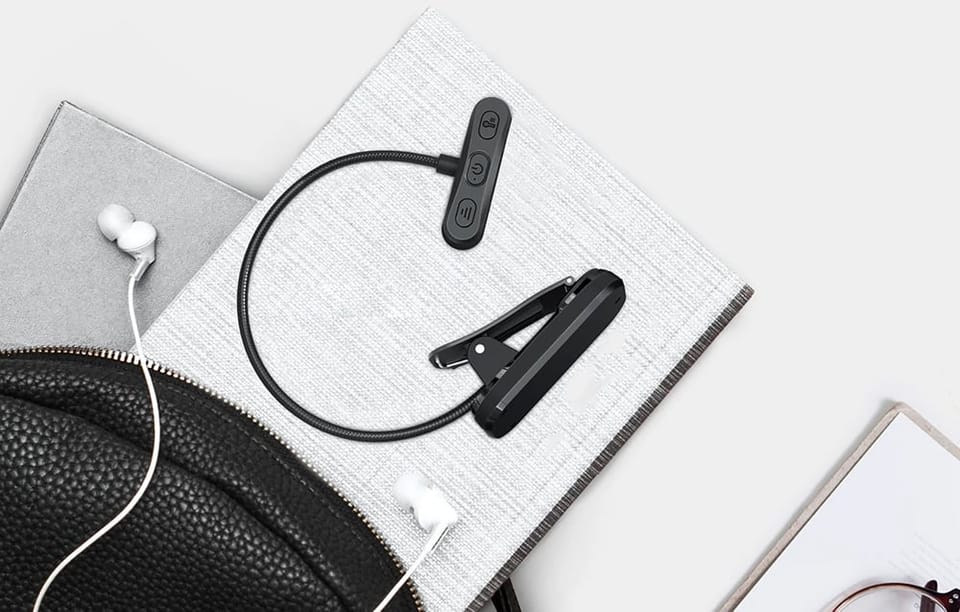Lampka bezprzewodowa Glocusent z klipsem, USB-C 650mAh timer Czarna