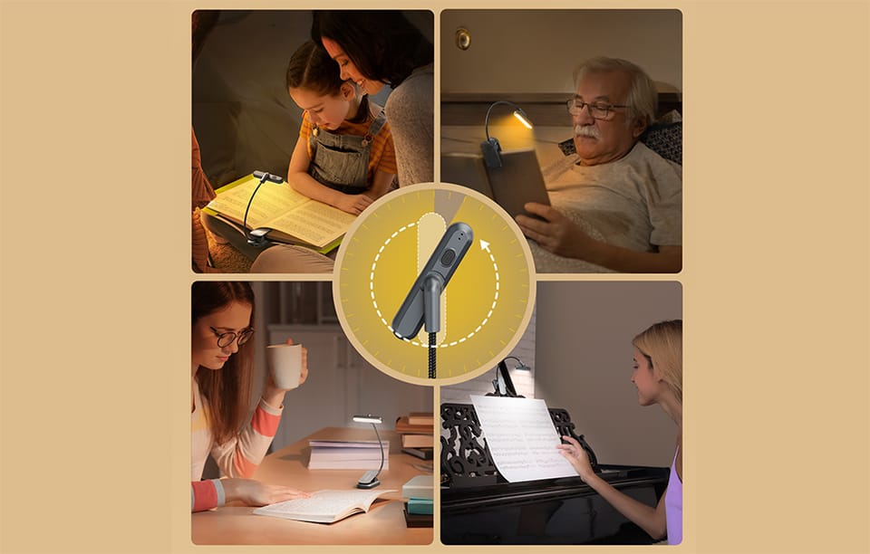 Lampka bezprzewodowa Glocusent obrotowa, USB-C 1000mAh (srebrna)