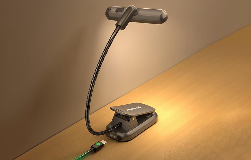 Lampka bezprzewodowa Glocusent obrotowa, USB-C 1000mAh (srebrna)