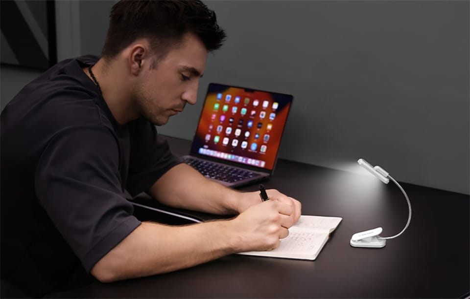 Lampka bezprzewodowa Glocusent obrotowa, USB-C 1000mAh (biała)