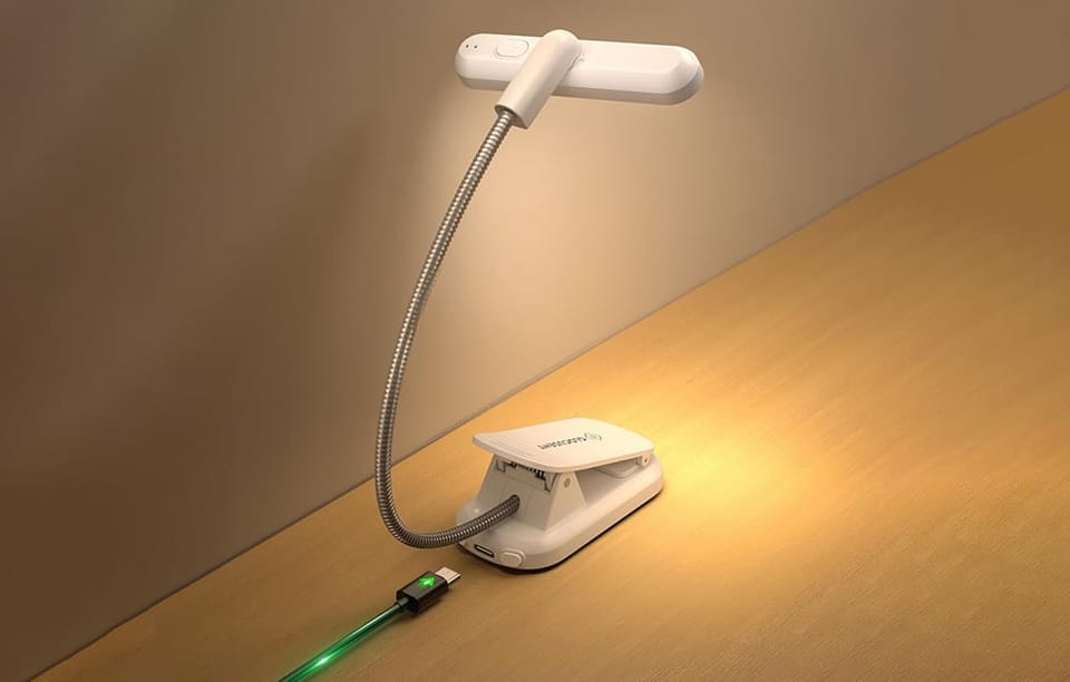 Lampka bezprzewodowa Glocusent obrotowa, USB-C 1000mAh (biała)