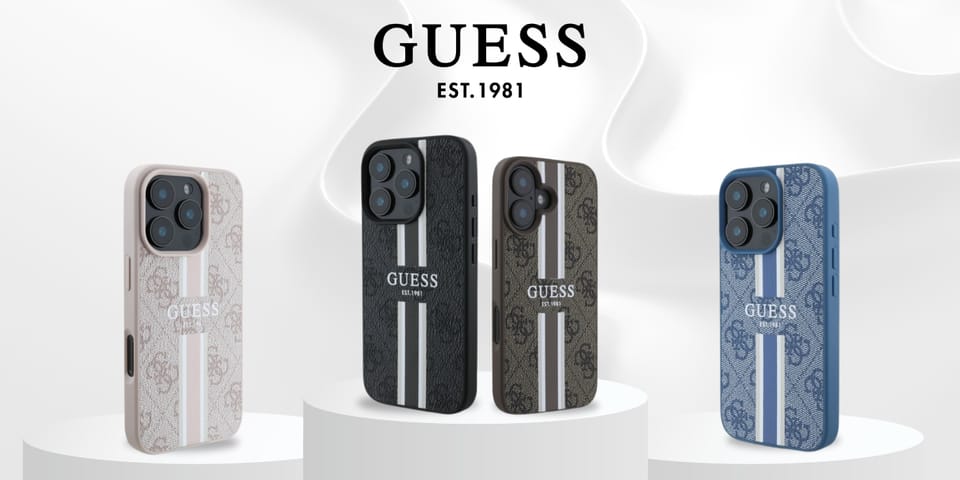 Guess GUHMP16SP4RPSW iPhone 16 6.1" brązowy/brown hardcase 4G Printed Stripes MagSafe