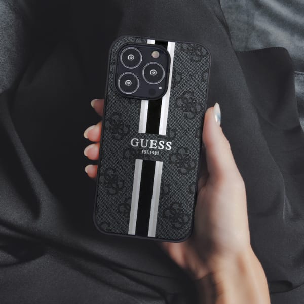 Guess GUHMP16SP4RPSW iPhone 16 6.1" brązowy/brown hardcase 4G Printed Stripes MagSafe