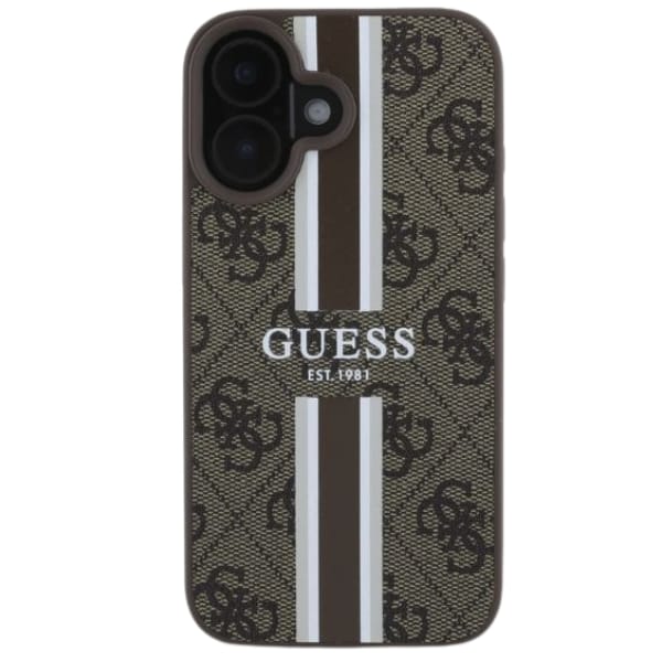Guess GUHMP16SP4RPSW iPhone 16 6.1" brązowy/brown hardcase 4G Printed Stripes MagSafe