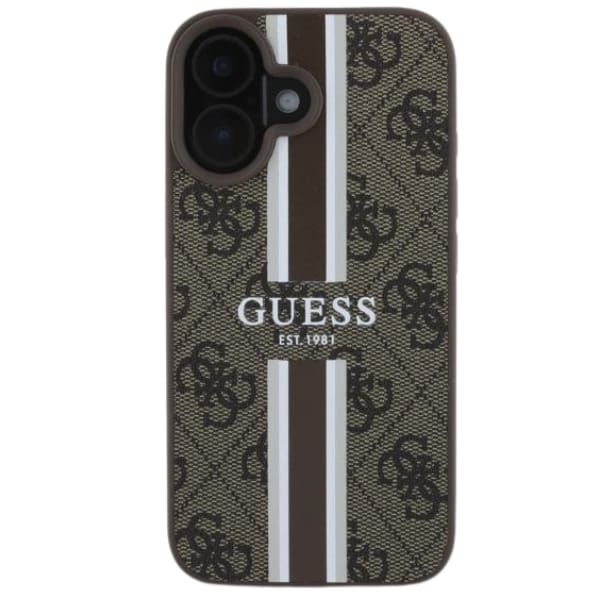 Guess GUHMP16LP4RPSW iPhone 16 Pro 6.3" brązowy/brown hardcase 4G Printed Stripes MagSafe