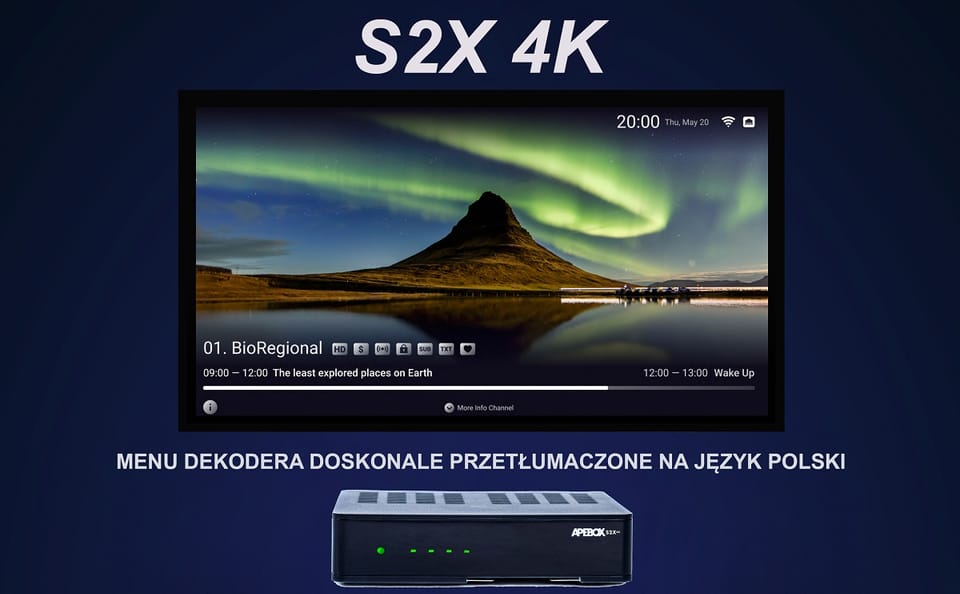 APEBOX S2X 4K H.265 IPTV Xtream Stalker cccam M3U