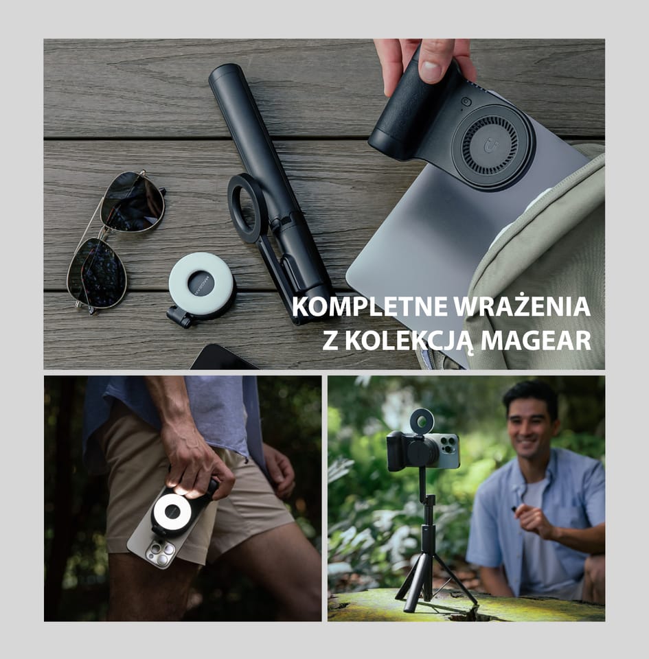 Energea Uchwyt do robienia zdjęć z wbudowanym powerbankiem Magear Magcam Grip czarny/black MagSafe PG-MCG5K-BLK