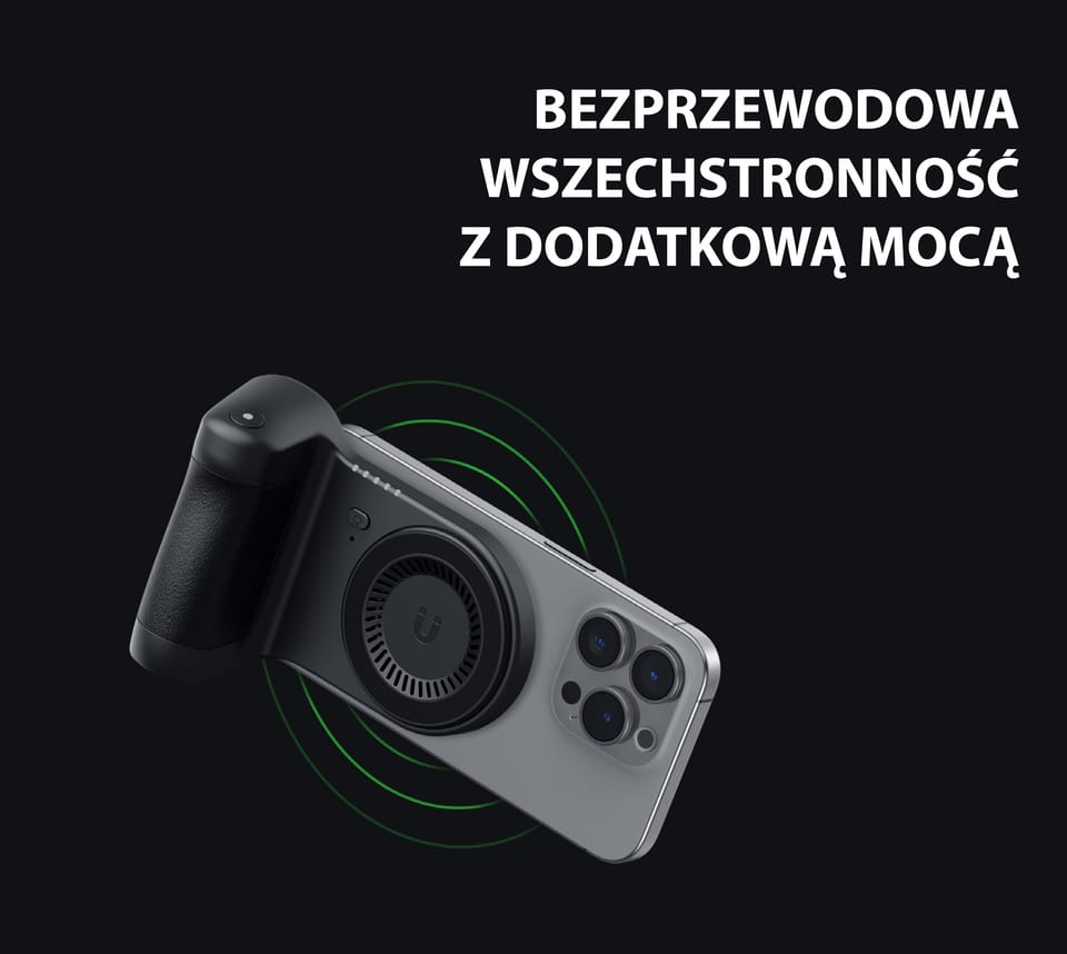 Energea Uchwyt do robienia zdjęć z wbudowanym powerbankiem Magear Magcam Grip czarny/black MagSafe PG-MCG5K-BLK