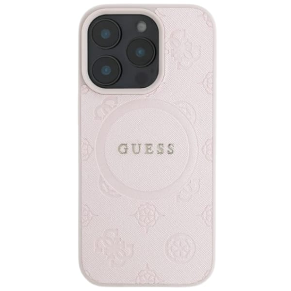 Guess GUHMP16SPSAPSMEP iPhone 16 6.1" różowy/pink hardcase Saffiano Peony Classic Logo MagSafe