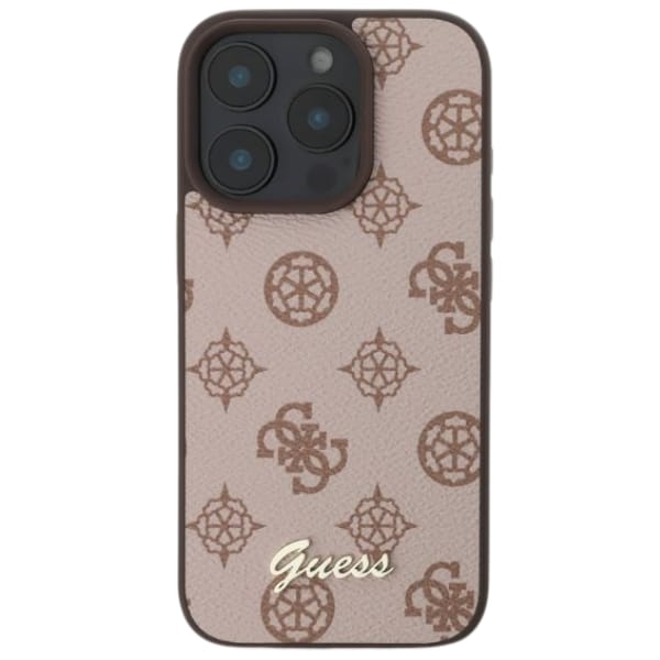 Guess GUHMP16SPGPYSW iPhone 16 6.1" brązowy/brown hardcase Peony Script MagSafe
