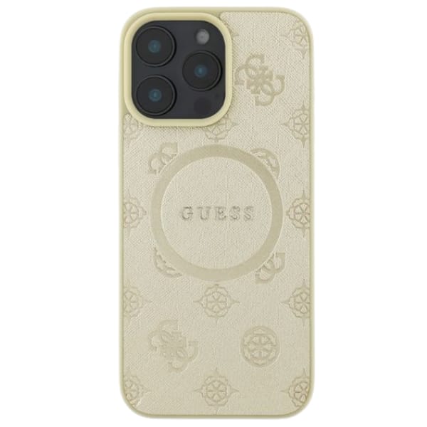 Guess GUHMP16SPSAPSMED iPhone 16 6.1" złoty/gold hardcase Saffiano Peony Classic Logo MagSafe