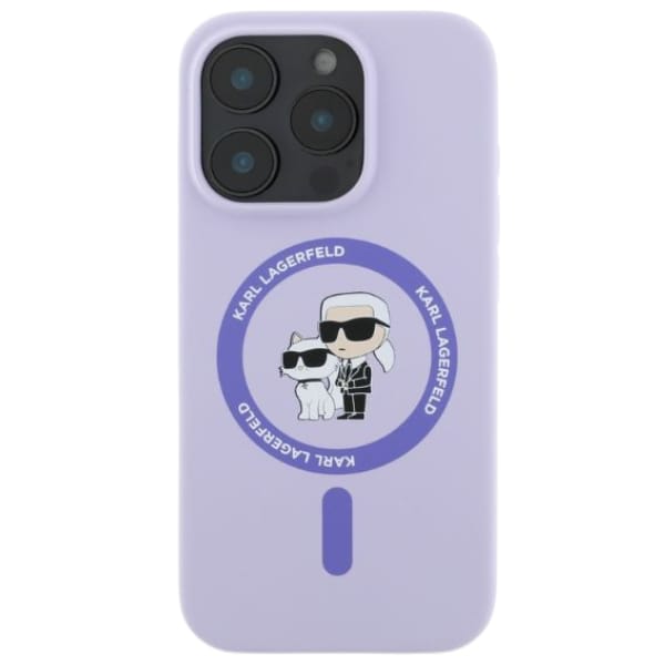 Karl Lagerfeld KLHMP15SSCMKCRHU iPhone 15 6.1" fioletowy/purple hardcase Silicone Karl&Choupette Heads Ring MagSafe