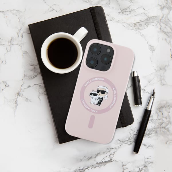 Karl Lagerfeld KLHMP15SSCMKCRHU iPhone 15 6.1" fioletowy/purple hardcase Silicone Karl&Choupette Heads Ring MagSafe