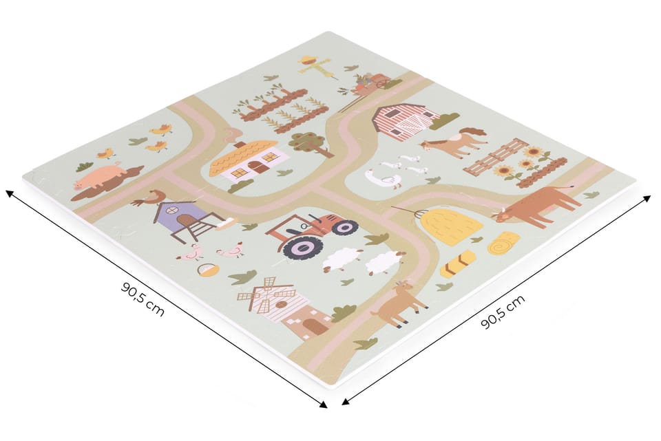Duża mata piankowa EVA dla dzieci farma 90,5x90,5 cm 21 elementów ECOTOYS