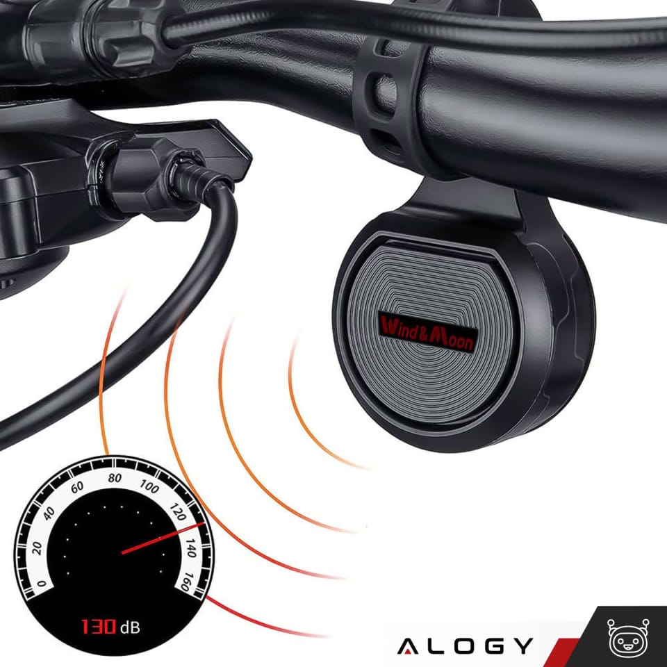 Dzwonek elektryczny 2w1 alarm rowerowy Alogy Waterproof Electric Bell na rower wodoodporny czarny