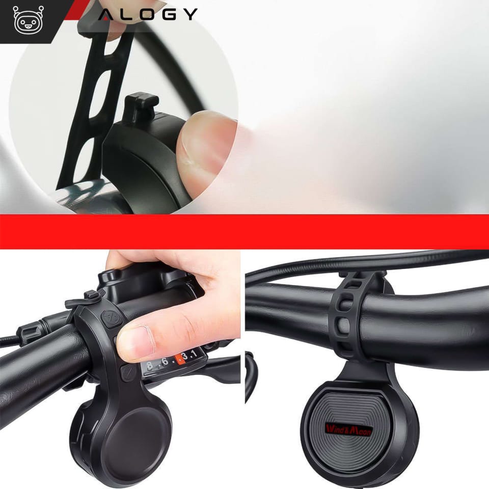 Dzwonek elektryczny 2w1 alarm rowerowy Alogy Waterproof Electric Bell na rower wodoodporny czarny