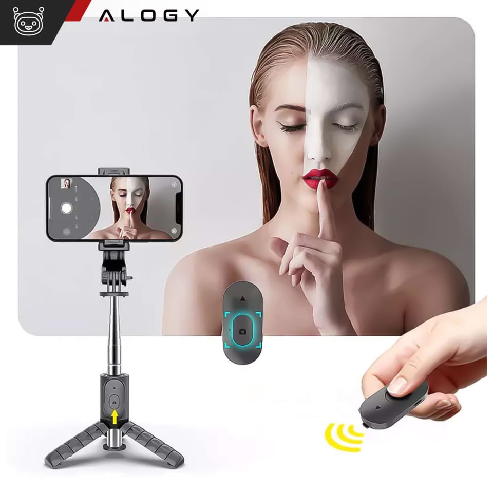 Selfie stick statyw kijek Bluetooth Alogy Tripod uchwyt do telefonu Czarny