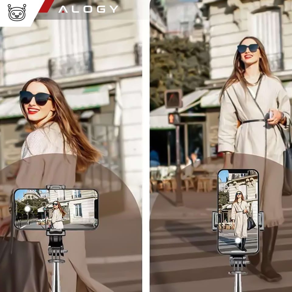 Selfie stick statyw kijek Bluetooth Alogy Tripod uchwyt do telefonu Czarny