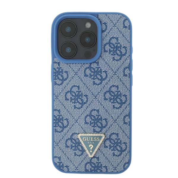 Guess GUHCP16XP4TDPB iPhone 16 Pro Max 6.9" niebieski/blue hardcase Leather 4G Triangle Strass MagSafe