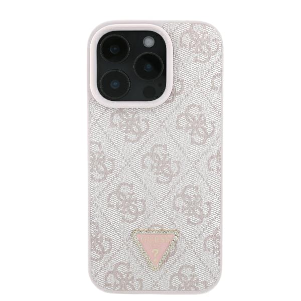 Guess GUHCP16XP4TDPP iPhone 16 Pro Max 6.1" różowy/pink hardcase Leather 4G Triangle Strass MagSafe