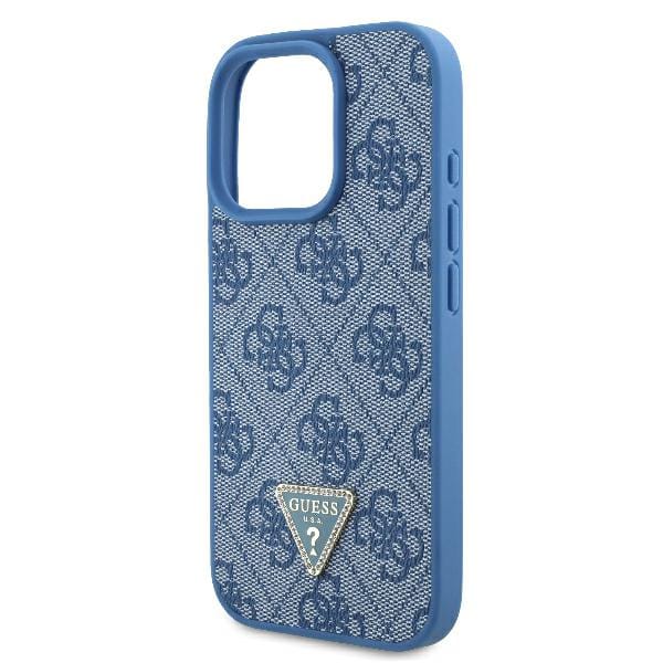 Guess GUHCP16LP4TDSCPB iPhone 16 Pro 6.3" niebieski/blue hardcase Leather Metal Logo Strass Crossbody