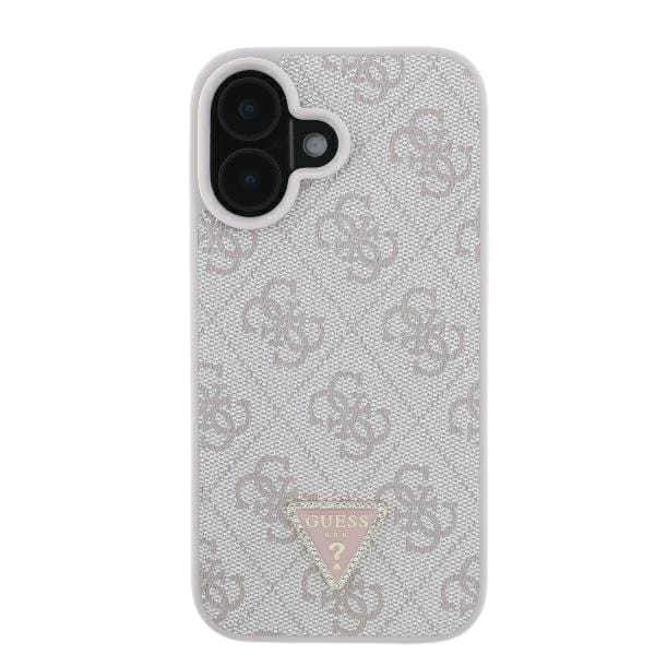 Guess GUHCP16SP4TDPP iPhone 16 6.1" różowy/pink hardcase Leather 4G Triangle Strass MagSafe