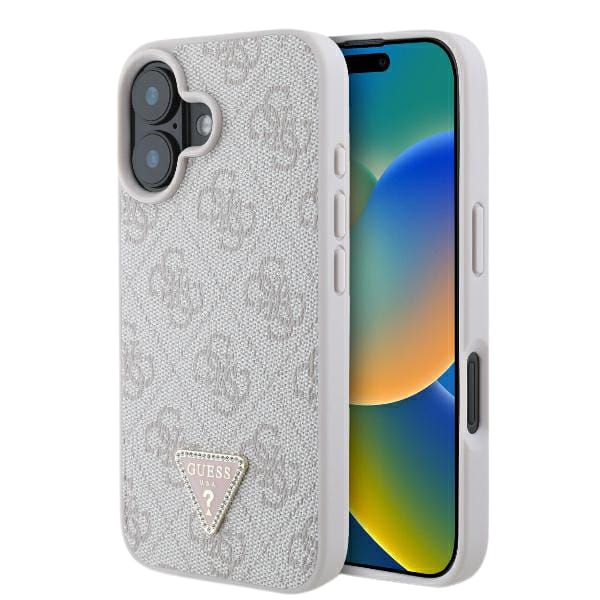 Guess GUHCP16SP4TDPP iPhone 16 6.1" różowy/pink hardcase Leather 4G Triangle Strass MagSafe